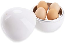 Microwave Egg Boiler for 4 Eggs Poachers Boiled Egg Cooker Microwave only 8 Minutes for Hard Soft Boiled Egg Cooker Steamer Rapid Egg Cooking Appliances, Dishwasher Safe, White