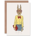 Fashion Animals Squirrel Girl Hipster Blank Greeting Card With Envelope