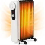 GOPLUS Radiateur à Bain d’Huile 2000W avec 9 Éléments, Radiateur à Huile Silencieux avec Thermostat Réglable,Blanc