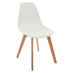 Atmosphera - Chaise enfant pieds bois blanc - Blanc - Blanc et naturel