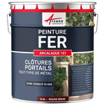 Peinture métal et fer pour portail, grille, garde-corps : ARCALAQUE 101 Rouge Brun - Ral 3011 0.5 L