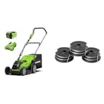 Greenworks 40V Cordless Lawnmower for Lawns up to 200m², 35cm Cutting Width & Double Line Spool 1.65mm String Diameter 4.8m incl. 3Packs for Greenworks 40V Lawn Trimmers G40LT G40LTK2 G40LTK2x