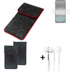 Cover for Nokia C21 dark gray red edges Sleeve + earphones