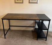 Large Computer Desk Rustic Shelf Workstation Industrial Office PC Writing Table