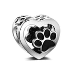 LaMenars Women's Dog Paw Charms Fits Pandora Bracelets Necklaces 925 Sterling Silver Dangle Bead Charm Animals & Pets (Paw Prints Heart)