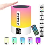 Enceinte Bluetooth Reveil Veilleuse, Lampe de Chevet Tactile avec Machine à Bruit Blanc, Haut-Parleur Bluetooth Veilleuse Enfant Réveil Lumineux Idee Cadeau Ado Fille,Enfant, Femme, Anniversaire, Noel