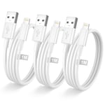 Câble Iphone 1m 3pack Certifié Mfi, Câble Chargeur Iphone Câble Lightning Cable Usb Iphone Vers Lightning Cordon Iphone Fil Chargeur Iphone Charge Rapide Pour Iphone 14 13 12 11 Pro Max Xs 8 7 6s