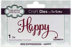 Sue Wilson Mini Expressions Happy Die Set, Metal, Silver, 15 x 3.5 x 0.6 cm