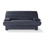 Banquette clic clac 3 places - Matelas 17 cm - Tissu gris anthracite - L199 x P96 x H103 cm - CHLOE