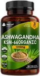 Ashwagandha KSM 66-1200Mg - 180 Vegan Tablets Pure High Strength Ashwagandha Roo