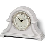 PRESENTIME & Co. Horloge de cheminée vintage de style rustique Napoléon pour bureau et étagère, 33 x 25,4 cm, lentille bombée, mouvement à quartz, finition grise crème (décoration de maison/décoration