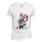 T-Shirt Homme Col V Bobby Charlton Vintage Footballeur Foot Star