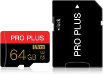 Carte Mémoire Micro Sd 64Gb Avec Adaptateur Pour Smartphone Surveillance Caméra Tablette Drone