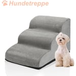 Hengda - Escalier pour Chien Chat Échelle pour Chien en Éponge de Haute Densité Rampe Élargie pour Chien en Pente Douce à 3 Marches 56x40x35cm (gris)