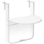 Table de balcon pliante pliable appoint table suspendue rabattable bastian rotin hauteur réglable l x p: 60 x 40 cm, blanc - Relaxdays