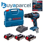 Bosch 18v GSB 18V-55 Brushless Combi Hammer Drill - 3 x 2.0ah Battery + L Case