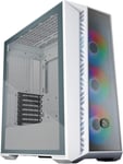 Masterbox 520 Mesh-Boîtier Pc Moyen Tour Chassis Atx,3 X Ventilateurs Préinstallés,Configuration Du Flux D'Air,Panneau Avant Mesh & Latéral Verre Trempé,Contrôleur Argb-Blanc