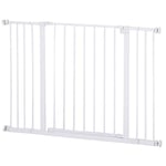 PawHut Dog Gate Pet Safety Gate Stair Barrier Pressure Fit Adjustable 76-82/86-97/101-107 cm, White