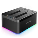 Inateck RGB Hard Drive Docking Station, SATA to USB 3.0 Dock with Offline Clone, for 2.5 and 3.5 Inch HDDs and SSDs, UASP Supported, Black, SA02003