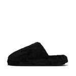 Fitflop Women's iQUSHION D-Luxe Padded Teddy Slipper Mules Shoe, All Black, 6.5 UK