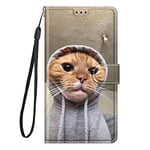 Nuxiady Coque pour Samsung Galaxy A34 5G PU Cuir à Rabat Housse Étui avec Mignonne Motif Dessin Design Protection Case, Antichoc Etui Flip Folio Magnétique Cover pour Galaxy A34 5G,Chat