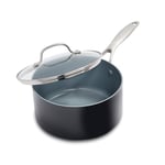 GreenPan Valencia Pro Hard Anodised Healthy Ceramic Non-Stick 18 cm / 2 Litre Saucepan with Lid, PFAS-Free, Induction, Oven Safe, Grey