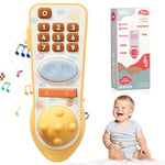 Aolso Télécommande TV, Jouet télécommandé de Musique, Jouets Musical d'apprentissage Précoce de Téléphone télécommande du simulateur de bébé, Apprentissage Pendant 6 Mois + Garçons ou Filles (Jaune)