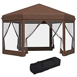 OutSunny Gazebo 3.4 x 3.4 x 2.7 m Brown