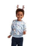 Lindex Kids' Organic Cotton Snowman Print Sweatshirt, Light Dusty Blue