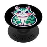 Joli chat japonais, t-shirt japonais, chat manga PopSockets PopGrip Adhésif