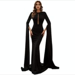 Home Accessories Long Dress Dress Skirt Female Solid Color Mopping Dress Evening Dress Party Dress Black S