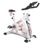 45532rr Indoor bicycle exercise bike, direct belt drive, friction resistance, display, ergonomic handle, heart rate sensor, adjustable seat, (Color : Red)