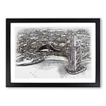 Big Box Art The Burj Al Arab in Dubai Vol.3 Sketch Framed Wall Art Picture Print Ready to Hang, Black A2 (62 x 45 cm)