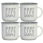 4pc 350ml Matte White Keep Life Simple Text Mugs Porcelain Minimalist Coffee Cup