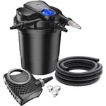 Kit complet: CPA-10000 Filtre de bassin à pression jusqu'à 12000 l avec 11 Watt lampe uv, NEO3800 SuperEco pompe 3600l/h 20W, 5m Tuyau 38 mm (1 1/2),