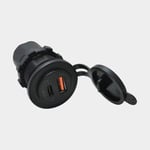 1852-Marine USB-uttag 1852-Marine, infällt, svart, 12 V / 24 V, USB-A + USB-C, med lock