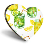 Heart MDF Coasters - Lemon & Lime Drink Lemonade  #24550