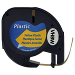 vhbw Ruban plastique compatible avec Dymo LetraTag XM, XR imprimante d'étiquettes 12mm Noir sur Jaune, plastique