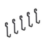 Emuca - Lot de 5 crochets de suspension de cuisine, cintres pour ustensiles de cuisine, acier, gris anthracite.