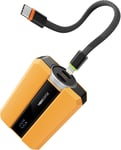 Pd 30w Batterie Externe 10,000 Mah Avec Détachables Deux Ports Cordon Intégré, Petit Portable Power Bank Charge Rapide Batterie Chargeur Pour Iphone/Samsung/Ordinateur/Tablette (Jaune Ambré)