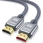 Câble Hdmi 4K 15M Câble Hdmi Par Ethernet En Nylon Tressé Supporte 3D/ Retour Audio - Cordon Hdmi Pour Lecteur Blu-Ray/ Ps3/ Ps4/ Netfix/Fire Tv/Ecran - Gris[YIN140950]