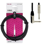 GEWA Câble d'instrument Mono Pro Line 3m, noir, jack mono 6,3 mm - jack mono coudé 6,3 mm, 190520