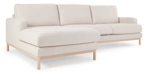 Kave Home Mihaela 3-pers. Sofa m. venstrevendt chaiselong, Hvit fleece