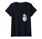 Womens Oktoberfest Bavaria Flag Pocket Beer Funny Drinking Festival V-Neck T-Shirt