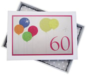 White Cotton Cards Album 60e Anniversaire Ballons avec Paillettes Fluo, Blanc, Petit