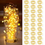 btfarm Lot de 30 Guirlande Lumineuse à Pile, 2m 20 LED Guirlande Lumineuse Étanches Fil d'argent Guirlande Lumineuse Intérieure pour Bricolage Fête de Mariage Noël Terrasse Chambre, Blanc Chaud