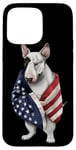 Coque pour iPhone 15 Pro Max Bull Terrier Dog Patriot Wrap dans le drapeau des États-Unis Amérique