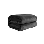 Komfortec Plaid Couverture Polaire Flanelle en Microfibre Extra Épais 450 g/m², Certifié Oeko-Tex Jeté de Canapé 150x200 cm, Flanelle Doux et Chaude, Fourrure Chaud et Doux en Peluche, Anthracite