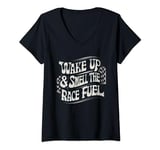 Womens Wake Up & Smell the Race Fuel Men's Racing Wake-Up Call V-Neck T-Shirt