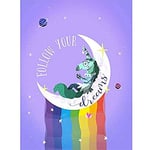 Wee Blue Coo Unicorn Follow Your Dreams Canvas Wall Art Print